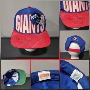 VTG New York‎ Giants Logo 7 Team NFL Football SIGNED Snapback Hat Cap OSFA